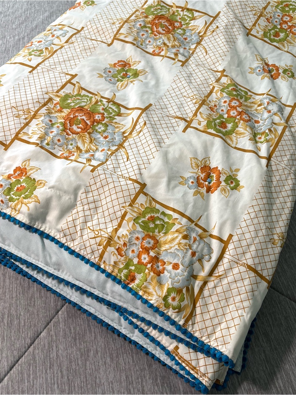 Vintage 1970’s Monticello “Window Garden” Comforter Coverlet Floral Twin 60x90”